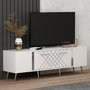 Hanah Home Soporte de TV Blanco y Plata con Diseño de Rombos